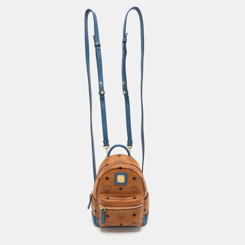 Blue Cognac Visetos Coated Canvas and Leather Mini Stark Backpack - MCM - Modalova