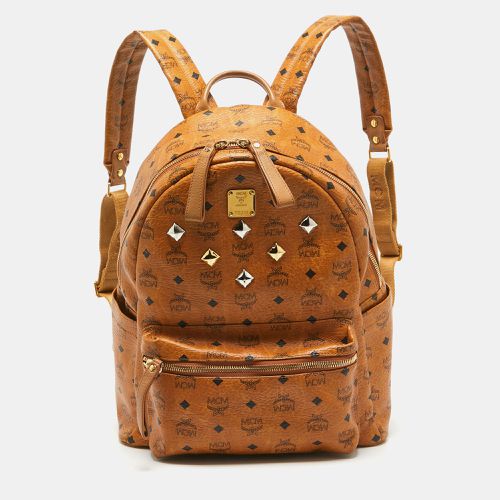 Cognac Visetos Coated Canvas Medium Studded Stark Backpack - MCM - Modalova