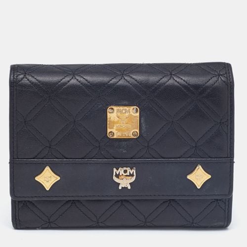 Quilted Leather Embellished Flap Compact Wallet - MCM - Modalova