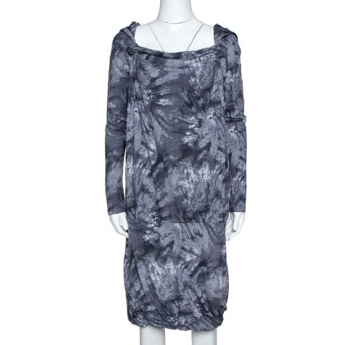 Graphite Printed Cotton Jersey Hooded Dress XS - McQ by Alexander McQueen - Modalova