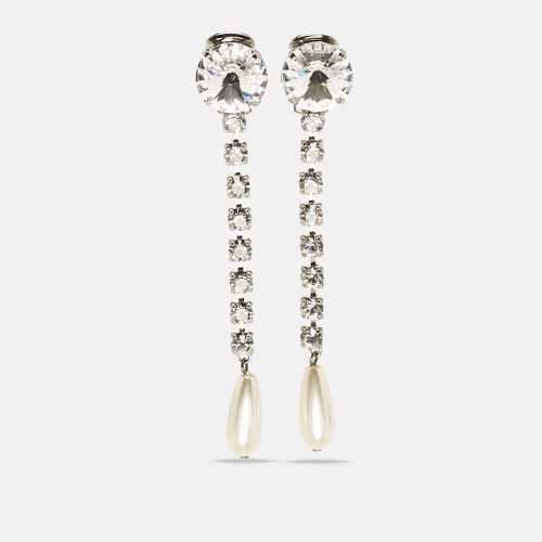 Tone Crystal and Pearl Drop Earrings - Miu Miu - Modalova