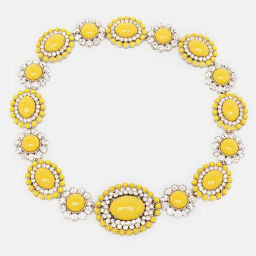 Composite Crystal Embellished SIlver Tone Floral Choker Necklace - Miu Miu - Modalova