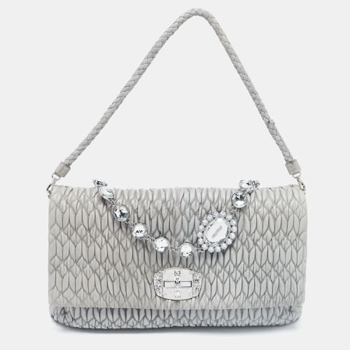 Matelassé Leather Crystal Cloqué Flap Shoulder Bag - Miu Miu - Modalova