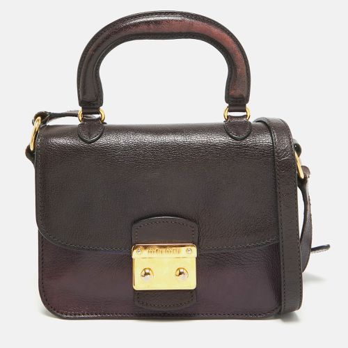 Two Tone Leather Madras Top Handle Bag - Miu Miu - Modalova