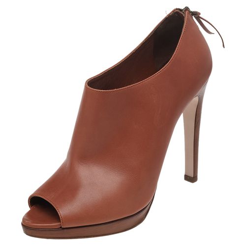 Leather Peep Toe Platform Booties Size 40 - Miu Miu - Modalova