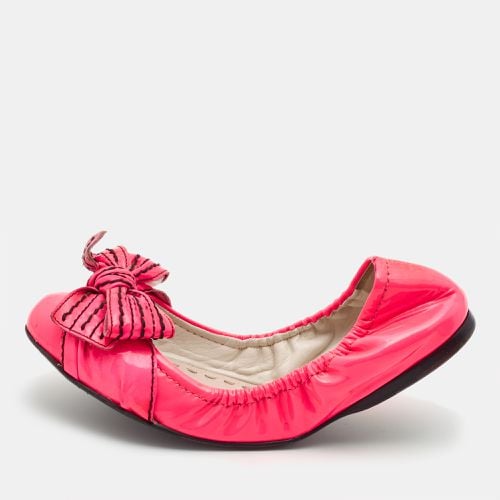 Patent Leather Bow Scrunch Ballet Flats Size 37 - Miu Miu - Modalova