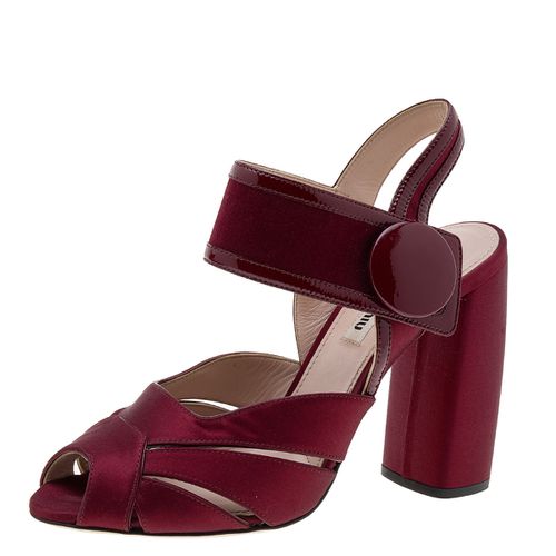 Satin and Patent Leather Ankle Strap Sandals Size 36 - Miu Miu - Modalova