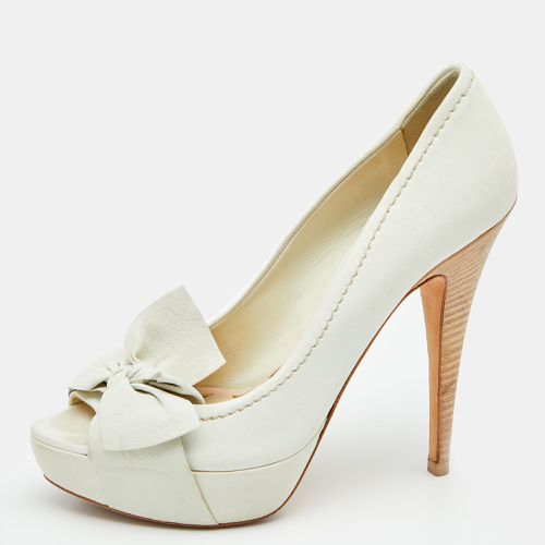 Leather Bow Platform Pumps Size 37.5 - Miu Miu - Modalova