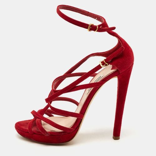 Suede Strappy Platform Sandals Size 36 - Miu Miu - Modalova