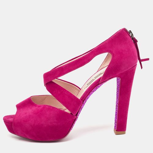 Suede Platform Ankle-Strap Sandals Size 39 - Miu Miu - Modalova