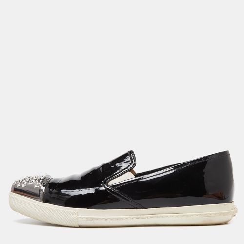 Patent Leather Crystals Embellished Slip On Loafers Size 38 - Miu Miu - Modalova