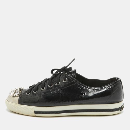 Patent Leather Crystal Embellished Cap Toe Sneakers Size 41 - Miu Miu - Modalova