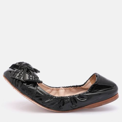 Patent Leather Bow Scrunch Ballet Flats Size 35.5 - Miu Miu - Modalova