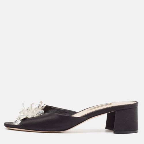 Satin Embellished Slide Sandals Size 38.5 - Miu Miu - Modalova