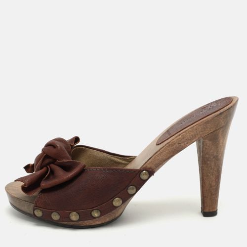 Leather Wooden Clog Slide Sandals Size 39 - Miu Miu - Modalova