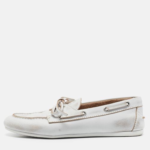 Distressed Leather Bow Slip On Boat Shoes Size 36.5 - Miu Miu - Modalova