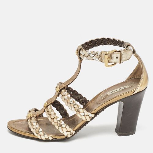Woven Leather Strappy Sandals Size 36.5 - Miu Miu - Modalova