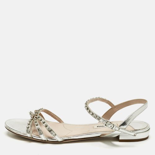 Patent Leather Crystals Embellished Flat Sandals Size 38.5 - Miu Miu - Modalova