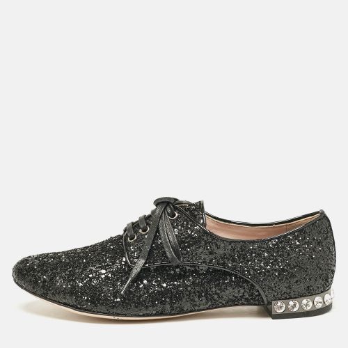 Glitter Crystal Embellished Heels Lace Up Derby Size 36 - Miu Miu - Modalova