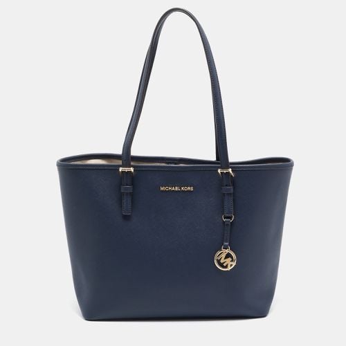 Navy Leather Medium Jet Set Travel Tote - Michael Kors - Modalova