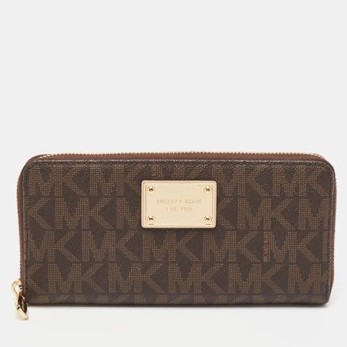 Signature Coated Canvas Logo Zip Around Wallet - Michael Kors - Modalova