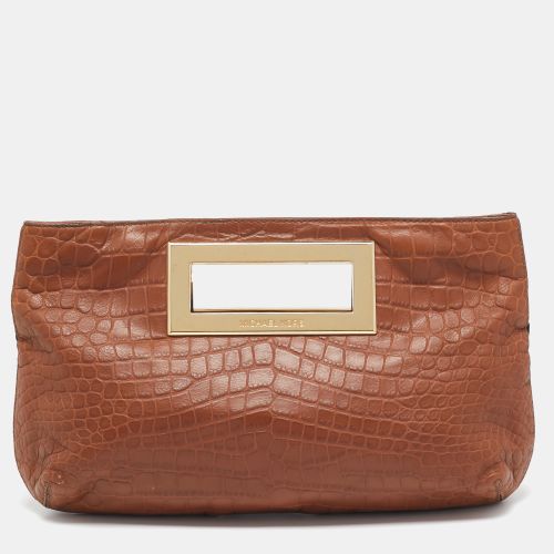 Croc Embossed Leather Berkley Clutch - MICHAEL Michael Kors - Modalova