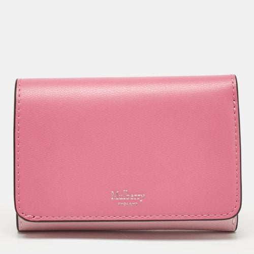 Two Tone Leather Trifold Compact Wallet - Mulberry - Modalova