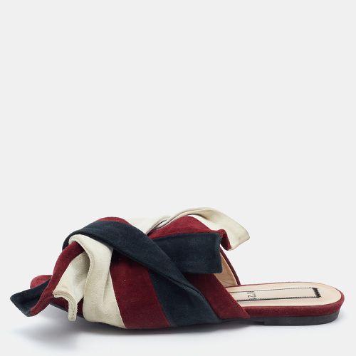 Tri Color Suede Knot Flat Mules Size 38 - N21 - Modalova