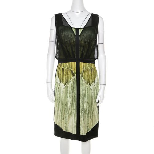 Satin and Black Mesh Overlay Sleeveless Dress M - Narciso Rodriguez - Modalova