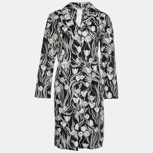 Monochrome Floral Print Cotton Shirt Dress L - S'Max Mara - Modalova