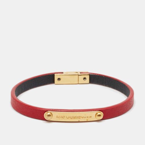 Saint Laurent Logo Leather Gold Tone Bracelet - Saint Laurent Paris - Modalova