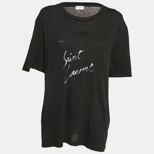 Saint Laurent Logo Print Cotton Jersey T-Shirt L - Saint Laurent Paris - Modalova