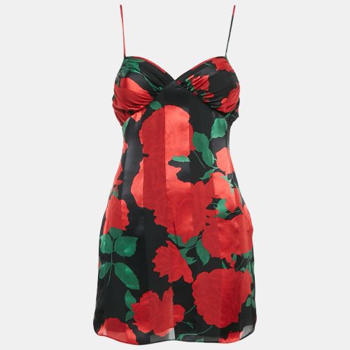 Saint Laurent /Red Rose Print Satin Silk Mini Slip Dress S - Saint Laurent Paris - Modalova