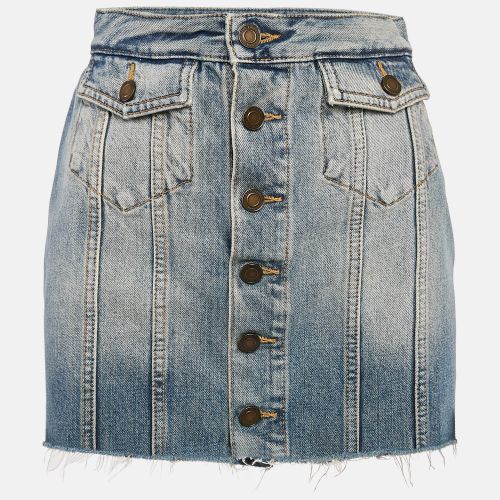 Washed Denim Mini Skirt S Waist 25" - Saint Laurent Paris - Modalova