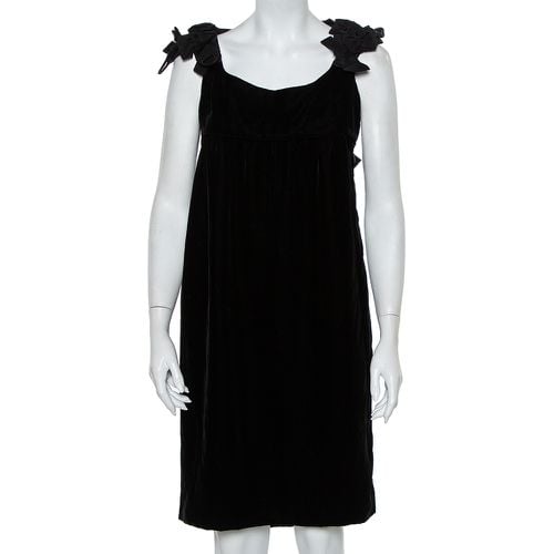 Yves Saint Laurent Velvet Bow Trim Detail Shift Dress S - Saint Laurent Paris - Modalova