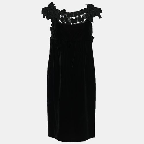 Velvet Bow Applique Midi Dress M - Yves Saint Laurent - Modalova