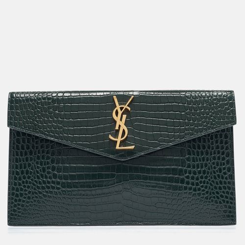 Saint Laurent Croc Embossed Leather Uptown Pouch - Saint Laurent Paris - Modalova