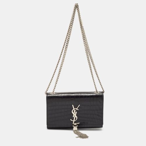 Saint Laurent Croc Embossed Leather Small Kate Tassel Shoulder Bag - Saint Laurent Paris - Modalova