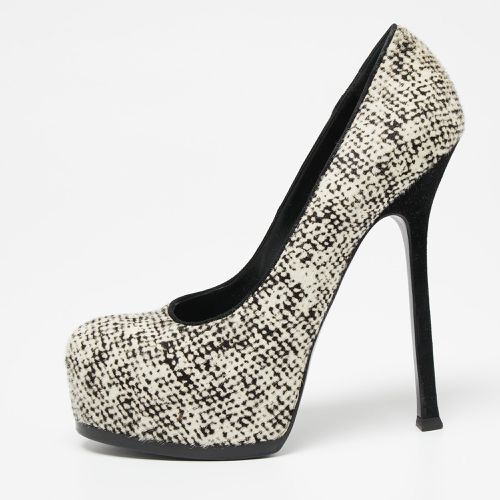 Saint Laurent /Black Calf Hair Tribtoo Platform Pumps Size 38.5 - Saint Laurent Paris - Modalova