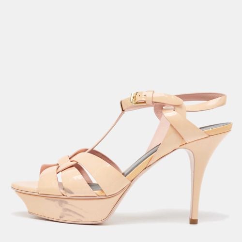 Saint Laurent Peach Patent Leather Tribute Sandals Size 40 - Saint Laurent Paris - Modalova