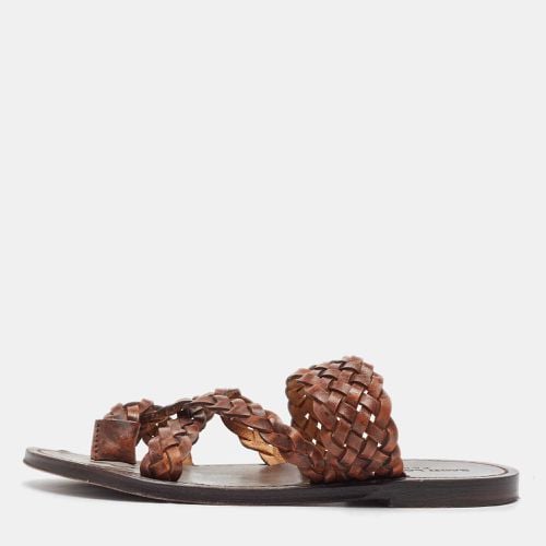 Saint Laurent Braided Leather Neil Flat Slides Size 37 - Saint Laurent Paris - Modalova