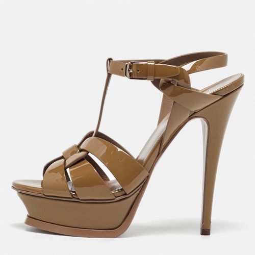 Saint Laurent Olive Patent Leather Tribute Sandals Size 37 - Saint Laurent Paris - Modalova