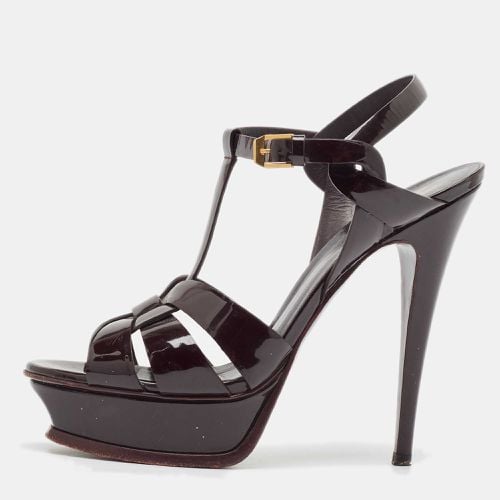 Saint Laurent Dark Patent Leather Tribute Platform Sandals Size 39 - Saint Laurent Paris - Modalova