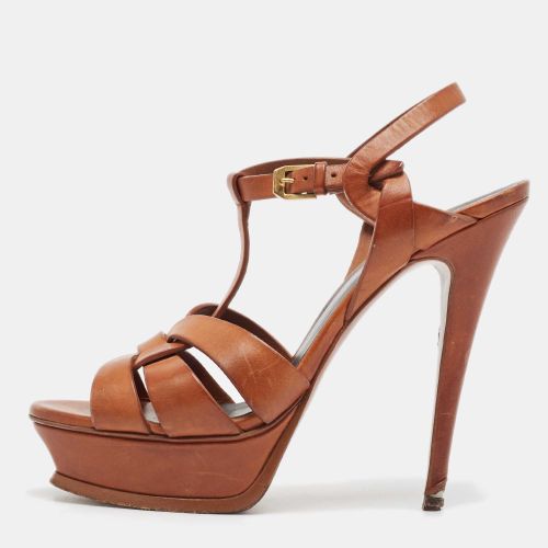 Saint Laurent Leather Tribute Platform Sandals Size 39.5 - Saint Laurent Paris - Modalova