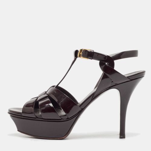 Saint Laurent Dark Patent Leather Tribute Platform Sandals Size 35 - Saint Laurent Paris - Modalova