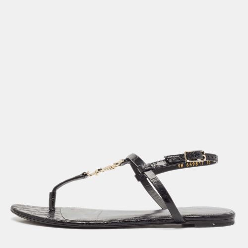 Saint Laurent Croc Embossed Leather Cassandra Flat Sandals Size 39 - Saint Laurent Paris - Modalova