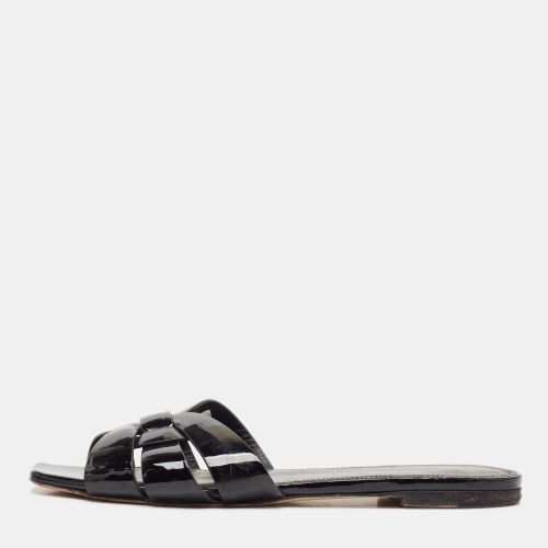 Saint Laurent Patent Leather Tribute Flat Slides Size 38 - Saint Laurent Paris - Modalova