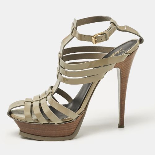 Saint Laurent Green Patent Leather Ankle Strap Sandals Size 39.5 - Saint Laurent Paris - Modalova