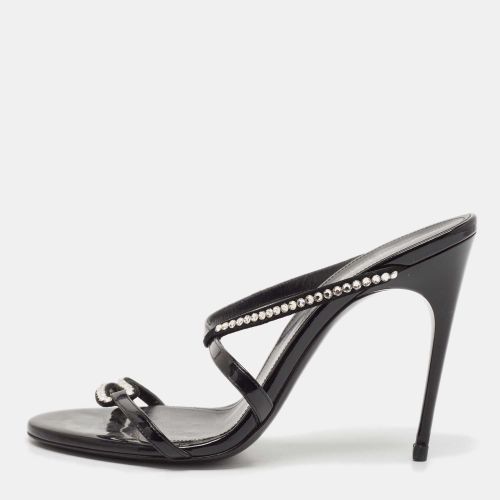 Saint Laurent Suede and Patent Leather Crystal Slide Sandals Size 37.5 - Saint Laurent Paris - Modalova