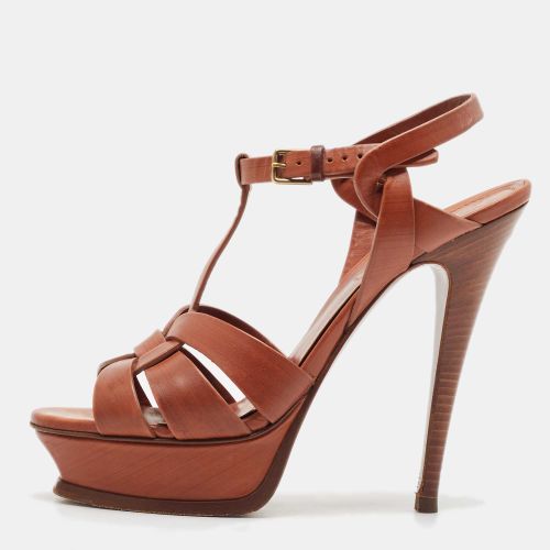 Saint Laurent Leather Tribute Platform Ankle Strap Sandals Size 38 - Saint Laurent Paris - Modalova